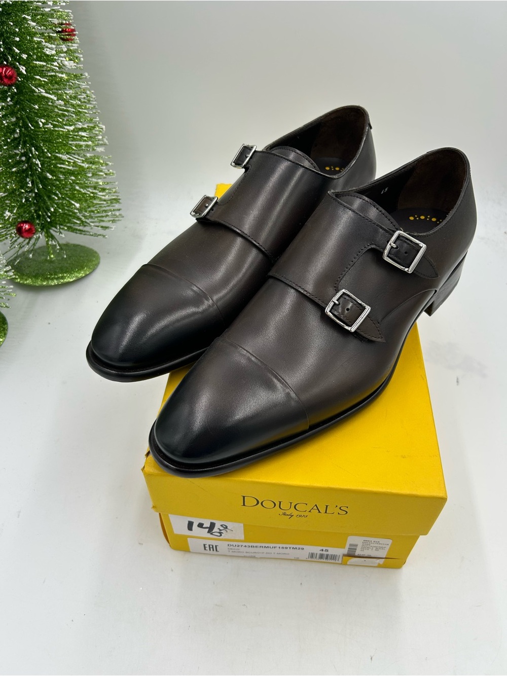 Men's D O U C A L ' S double Monk strap Leather Oxford size 45/12 made in Italy